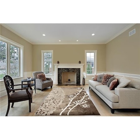 Homedora Homedora HD-JC2249-BDV-BLV 5 x 7 ft. Discount World Modern Jersey Collection Stain Resistant Floral Floor Rug - Brown HD-JC2249-BDV-BLV